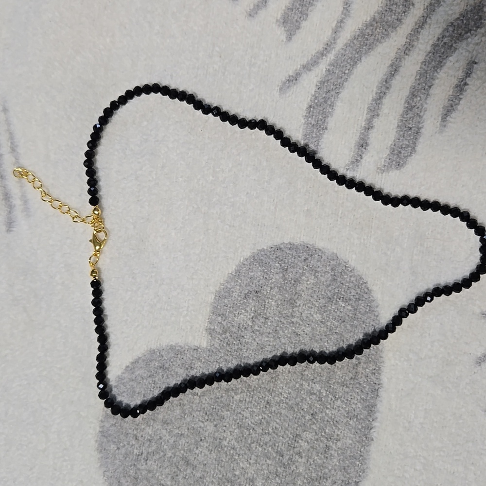 Elegant Black Beaded Necklace with Gold Clasp